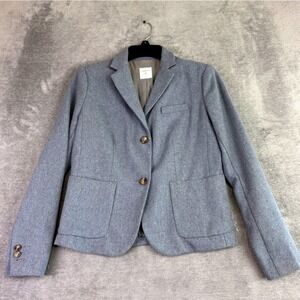 Gap Academy Blazer Women 2 Petite Blue Tweed Button Front Petite Jacket Academia